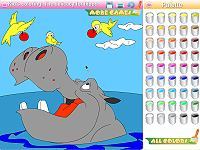Kid's coloring: The delicacy for hippo